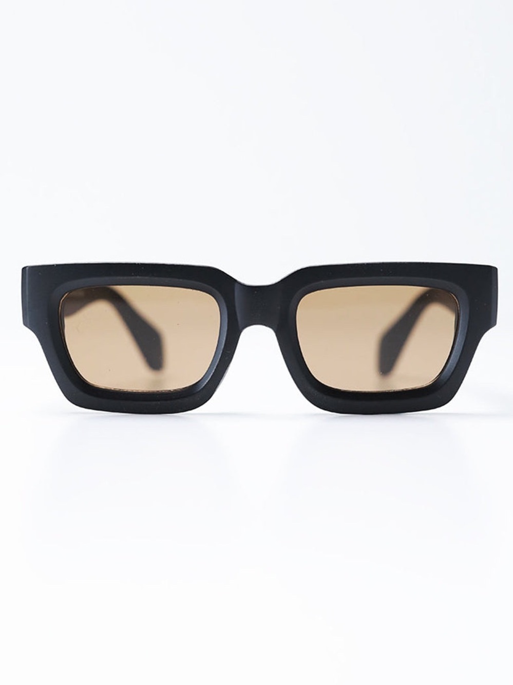Black Rectangle Sunglasses with Brown Lenses - Men Accessories